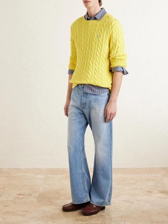 Polo Ralph Lauren Logo-Embroidered Cable-Knit Cotton Sweater