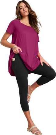 Roaman's Side-Pocket Essential Capri Legging in Black at Nordstrom, Size 44