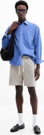 Djab Mens Striped textured twill short