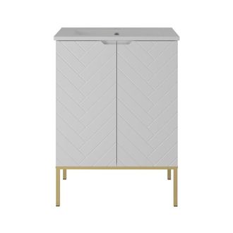 Petits Meubles Mueble bajo lavabo encimera 2 puertas sobre patas estratificado Blanco