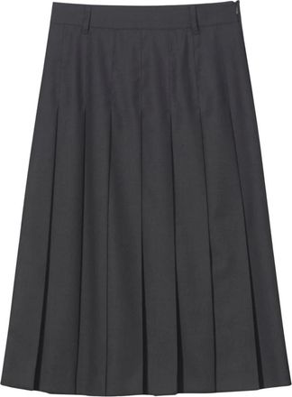 Dunst Pliss&eacute; Midi Rok - Dames - Rokken - Grijs - Maat: M Viscose