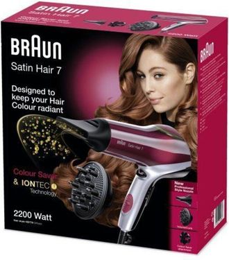 Braun Asciugacapelli HD770 Satin Hair 7 colori 2200 w Rosso/Argento