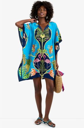 Trina Turk Theodora Tiger Lily Printed Silk Caftan Dress at Nordstrom, Size Medium/large