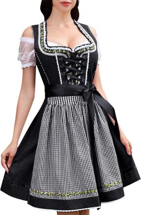 Generic October Festival Costume Women Womens Oktoberfest Costume 3 Piece Oktoberfest Outfit Carnival Dirndl Bavarian Costumes Dirndl Dress Carnival Halloween
