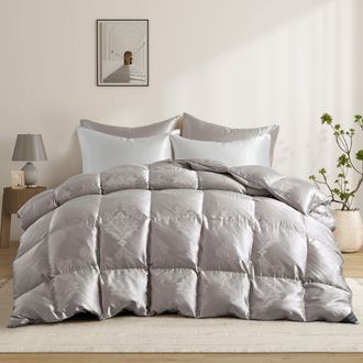 Puredown Luxurious Silk-Covered Down Comforter - Premium Warmth and Elegance for All Seasons