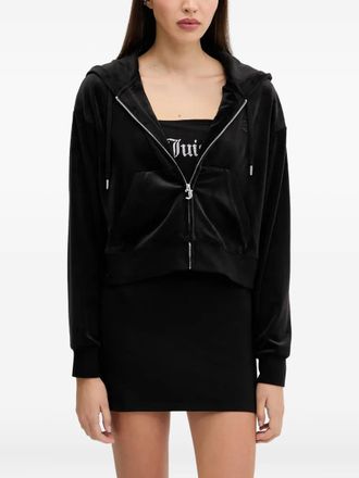 Juicy Couture hooded velour zip-up top - Black