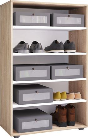 ebuy24 Ebuy24 - Gabinete De Zapato De Madera Vcm Dimensiones: Al. 110 X An. 70 X P. 37 Cm Gabinete Todo Uso 5 Compartimentos Sin Puertas - Lona (sonoma Roble