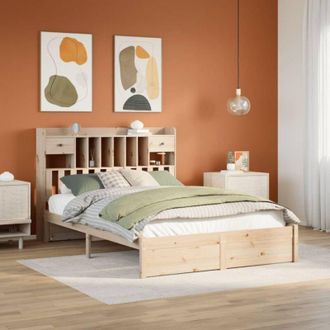 vidaXL Cama Con Estanter&iacute;a Sin Colch&oacute;n Madera Maciza De Pino 150x200cm Vidaxl