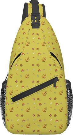 Generic Nautical Anchor Starfish Yellow Shoulder Bag Breathable Crossbody Bag Adjustable Daypack For Workout Casual Men