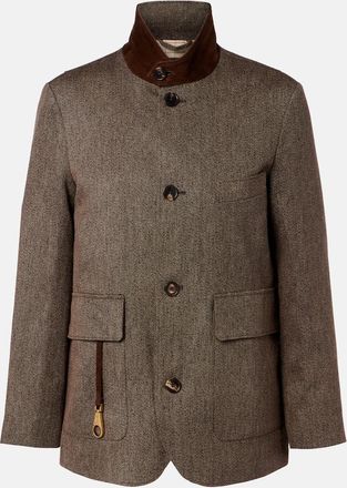 Loro Piana Suede-trimmed linen jacket