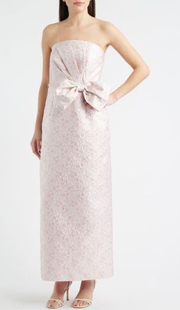 Lilly Pulitzer Tiernan Metallic Floral Embroidery Strapless Column Gown in Conch Shell Pink Ritsy Ditsy at Nordstrom, Size 00