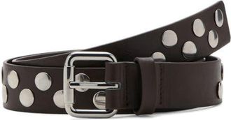 Mango Studded Faux Leather Belt in Chocolate at Nordstrom, Size Medium