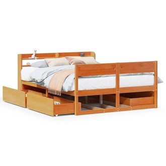Berkfield Home Bed Frame without Mattress Wax Brown 160x200 cm Solid Wood Pine