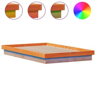 vidaXL Vidaxl - Giroletto Led Marrone Cera 140x190 Cm In Legno Massello Di Pino