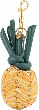 Anya Hindmarch Womens Pineapple Bag Charm In Manilla Raffia With Satin Leather