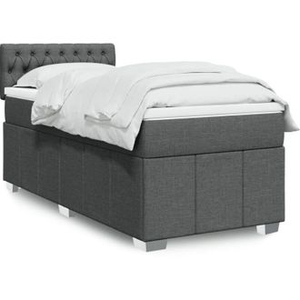 vidaXL Cama Box Spring Con Colch&oacute;n Tela Gris Oscuro 100x200 Cm Vidaxl