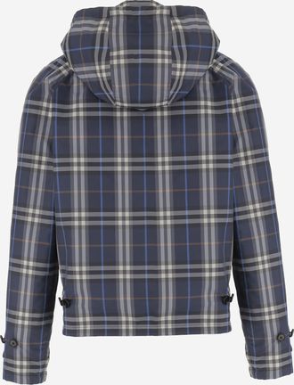 Burberry Mens Reversible Check Cotton Jacket Navy