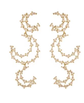 Mignonne Gavigan Womens Bryant Triple Drop Earrings In Clear / Gold