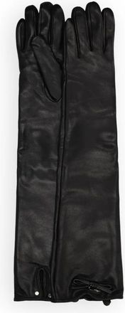 Ted Baker Clau Lange Leren Handschoenen met Strikdetail - Dames - Accessoires - Zwart - Maat: M/L Leer