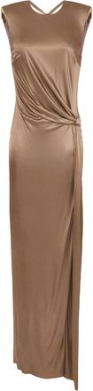 Elisabetta Franchi Red Carpet Shiny Viscose Jersey Long Dress With Side Slit Clothing