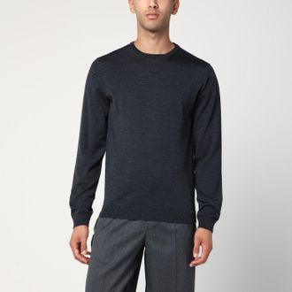Roberto Collina Anthracite Grey Crew Neck Wool Sweater