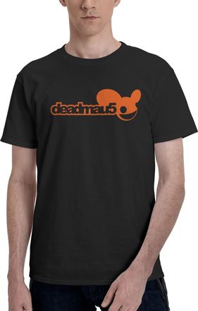 Generic Mens Dead*mau5 DJ Music T-Shirt Short Sleeve Tee-Shirt Basic Simple Vintage Tops Cotton Crew Neck Shirt Black L