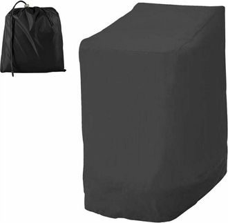 OEM Funda Apilable Para Silla De Jard&iacute;n, Oxford 210d, Impermeable, Protectora Para Sillas De Patio Exterior Con Cuerda Ajustable, 114x85x65cm (210d, Negro