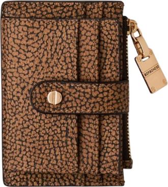 Borbonese Wallets & Cardholders, female, Brown, Size: ONE SIZE Portacarte in graffiti con bottoncino e zip