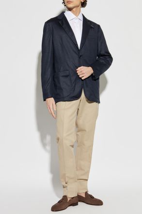 Brioni Blazer With Check Pattern, Mens, Navy Blue