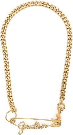 Jean Paul Gaultier Gaultier Safety Pin chain-link necklace - women - Brass/Bronze - One Size - Gold