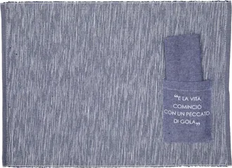 KASANOVA Set tovaglietta con tovagliolo scritta Quotes denim