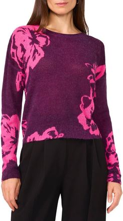 Vince Camuto Floral Crewneck Sweater in Pickled Beet at Nordstrom, Size Small