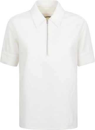 Jil Sander Polo T-shirt van katoenmix - Dames - Polos - Wit - 3XS - Katoen - Tops