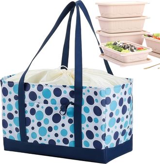 Generic Reusable Grocery Bag, Large Capacity Shopping Tote, 16.54x10.24x10.63 Inches Reinforced Handle with Oxford Cloth Aluminum Film, Durable Market Bag, He