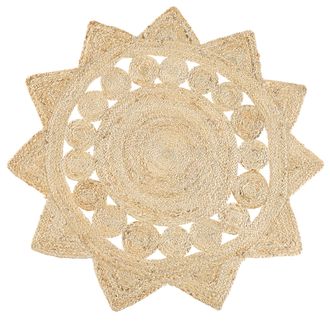 Beliani Beliani - Alfombra De Yute Beige Trenzada &Oslash; 120 Cm Sala De Estar R&uacute;stico Boho Moderno Araban
