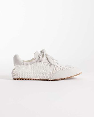 Arket Sneakers basse in rete bianche con profili in vero camoscio-Bianco