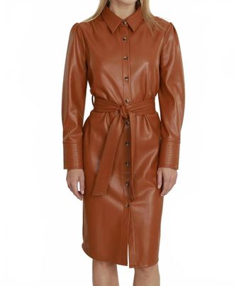 Dolce Cabo Vegan Leather Mid Length Dress In Sienna