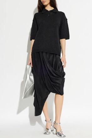 Maison Margiela Linen Polo, Womens, Black