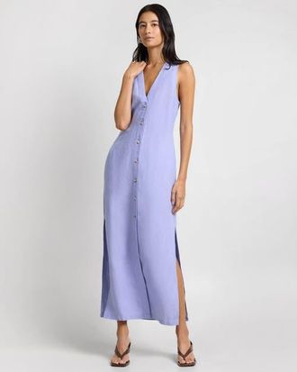 Onia Air Linen Button Down Maxi in Periwinkle at Nordstrom, Size X-Small