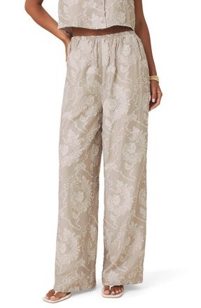 Splendid Ezra Wide Leg Pants in Grey/Light Fawn Paisley at Nordstrom, Size X-Large