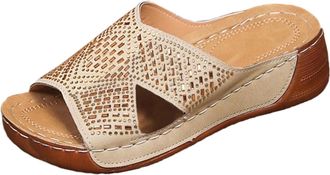 Generic Ladies Wedge Sandals Comfortable Slip On Slippers Open Toe Breathable Stylish Casual Versatile Classic Summer Slippers Beach Leisure