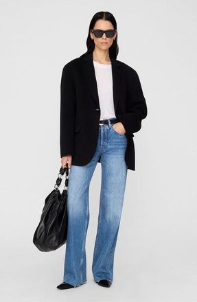 Anine Bing Quinn Cashmere Blend Blazer in Black Cashmere Blend at Nordstrom, Size Xx-Small