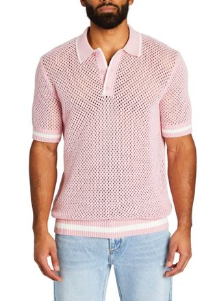 SER.O.YA Zane Crochet Polo In Pink/white