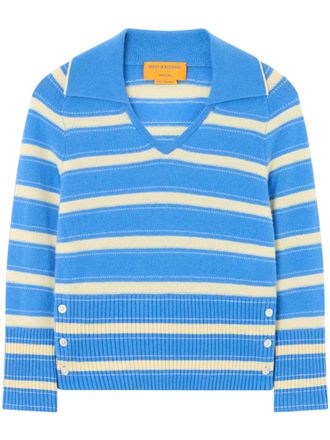 Guest In Residence Fitted Knit Polo Top with Horizontal Stripes