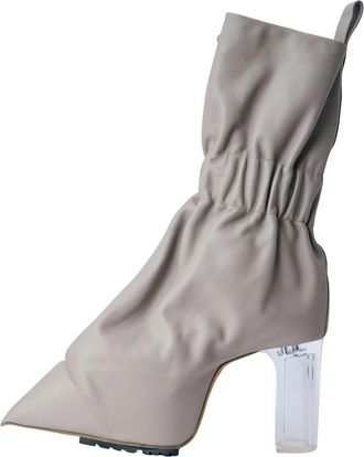 Rick Owens Taquito Leren Enkelboots - Dames - Laarzen met Hak - Grijs - 39 EU - Leer - Schoenen
