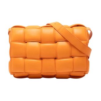 Bottega Veneta Pre-owned Cross Body Bags, female, Orange, Size: ONE SIZE Pre-owned Woven Leather Crossbody Bag