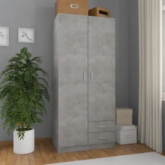 vidaXL Armadio Grigio Cemento 80x52x180 Cm In Legno Multistrato - Vidaxl