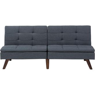 Beliani Sofá cama tapizado acolchado 3 plazas gris click clack patas de metal respaldo dividido Ronne