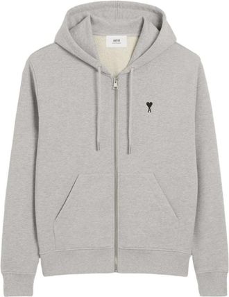 Ami Grijze Sweatshirt Aw 25 Moderne Stijl - Heren - Vesten met rits - Grijs - XL - Katoen - Hoodies & sweatvesten
