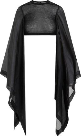 Rick Owens Flag Crop Habotai Black Cotton Silk Top